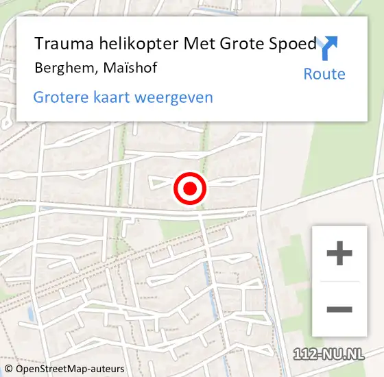 Locatie op kaart van de 112 melding: Trauma helikopter Met Grote Spoed Naar Berghem, Maïshof op 31 januari 2022 17:34