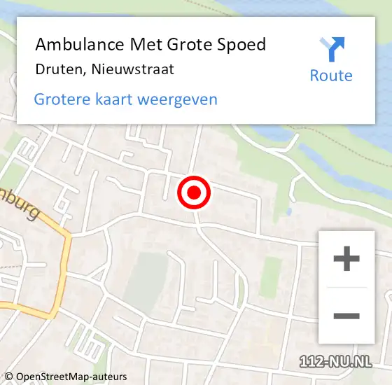 Locatie op kaart van de 112 melding: Ambulance Met Grote Spoed Naar Druten, Nieuwstraat op 31 januari 2022 17:36