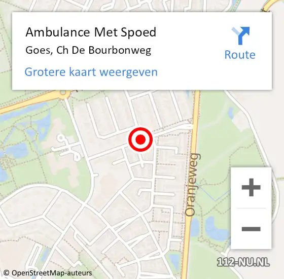 Locatie op kaart van de 112 melding: Ambulance Met Spoed Naar Goes, Ch De Bourbonweg op 7 oktober 2013 14:15