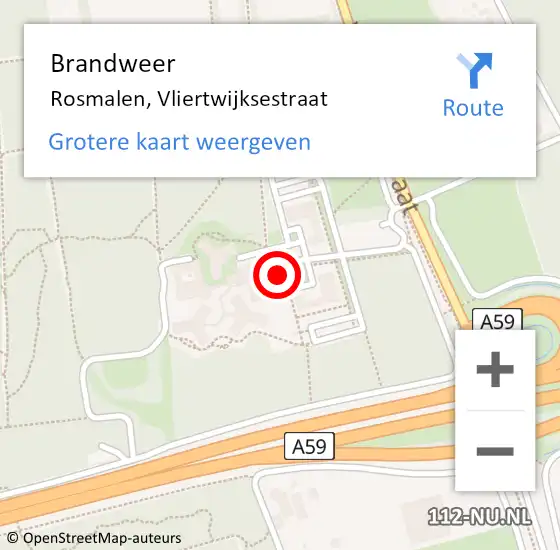 Locatie op kaart van de 112 melding: Brandweer Rosmalen, Vliertwijksestraat op 7 juli 2014 01:18