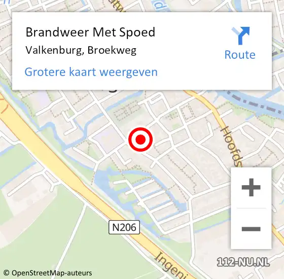 Locatie op kaart van de 112 melding: Brandweer Met Spoed Naar Valkenburg, Broekweg op 31 januari 2022 17:42