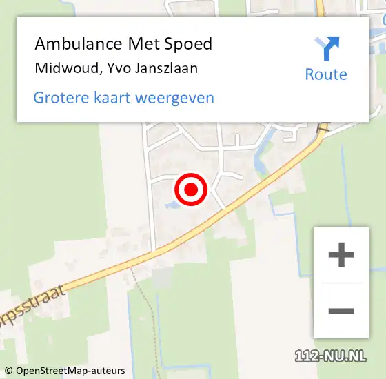 Locatie op kaart van de 112 melding: Ambulance Met Spoed Naar Midwoud, Yvo Janszlaan op 31 januari 2022 18:03