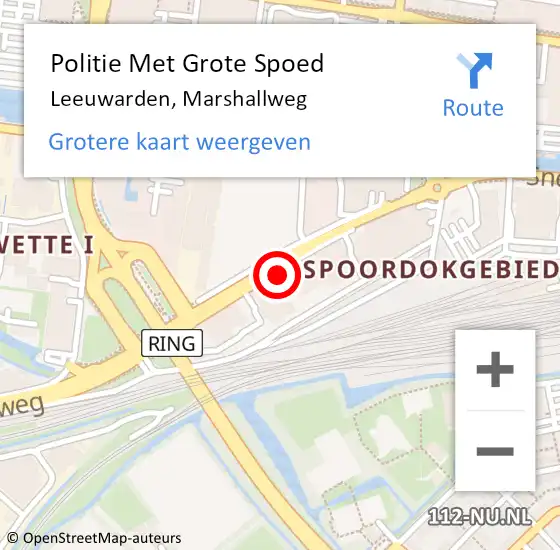 Locatie op kaart van de 112 melding: Politie Met Grote Spoed Naar Leeuwarden, Marshallweg op 31 januari 2022 18:04