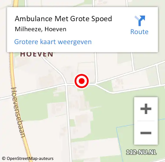 Locatie op kaart van de 112 melding: Ambulance Met Grote Spoed Naar Milheeze, Hoeven op 31 januari 2022 18:15