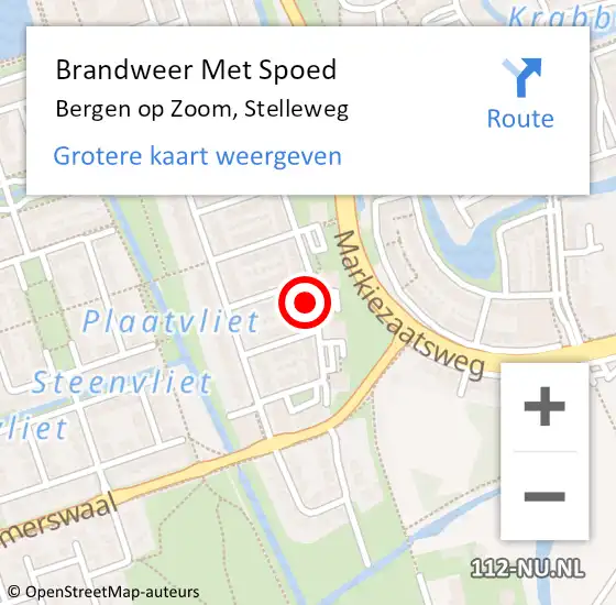 Locatie op kaart van de 112 melding: Brandweer Met Spoed Naar Bergen op Zoom, Stelleweg op 31 januari 2022 18:30