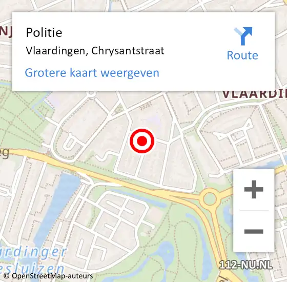 Locatie op kaart van de 112 melding: Politie Vlaardingen, Chrysantstraat op 31 januari 2022 18:33