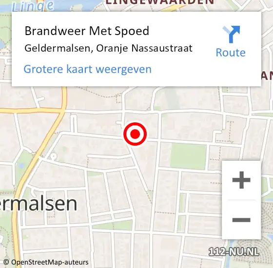 Locatie op kaart van de 112 melding: Brandweer Met Spoed Naar Geldermalsen, Oranje Nassaustraat op 31 januari 2022 18:34