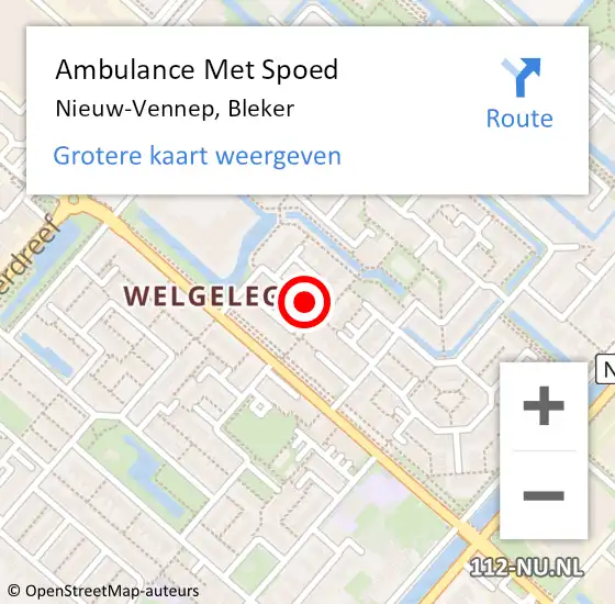 Locatie op kaart van de 112 melding: Ambulance Met Spoed Naar Nieuw-Vennep, Bleker op 31 januari 2022 18:35