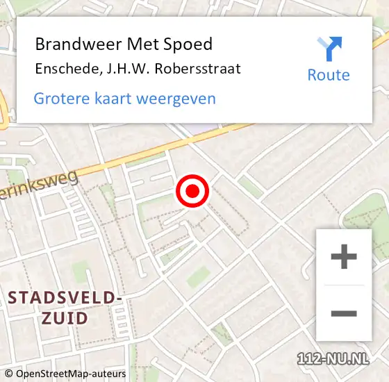 Locatie op kaart van de 112 melding: Brandweer Met Spoed Naar Enschede, J.H.W. Robersstraat op 31 januari 2022 18:40