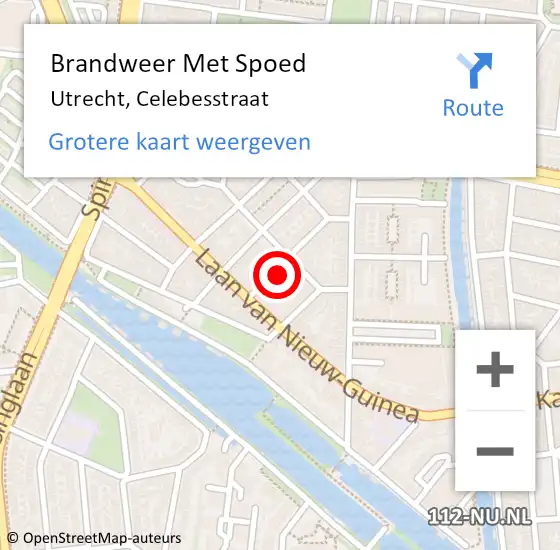 Locatie op kaart van de 112 melding: Brandweer Met Spoed Naar Utrecht, Celebesstraat op 31 januari 2022 18:45