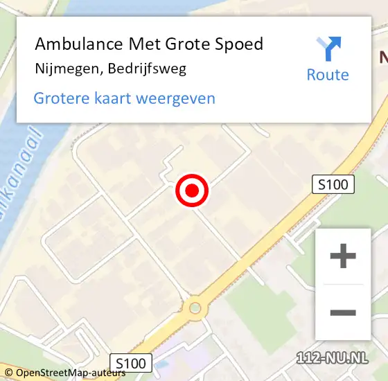 Locatie op kaart van de 112 melding: Ambulance Met Grote Spoed Naar Nijmegen, Bedrijfsweg op 31 januari 2022 18:56