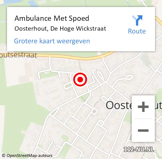 Locatie op kaart van de 112 melding: Ambulance Met Spoed Naar Oosterhout, De Hoge Wickstraat op 31 januari 2022 18:57