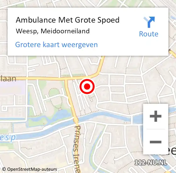 Locatie op kaart van de 112 melding: Ambulance Met Grote Spoed Naar Weesp, Meidoorneiland op 31 januari 2022 19:24