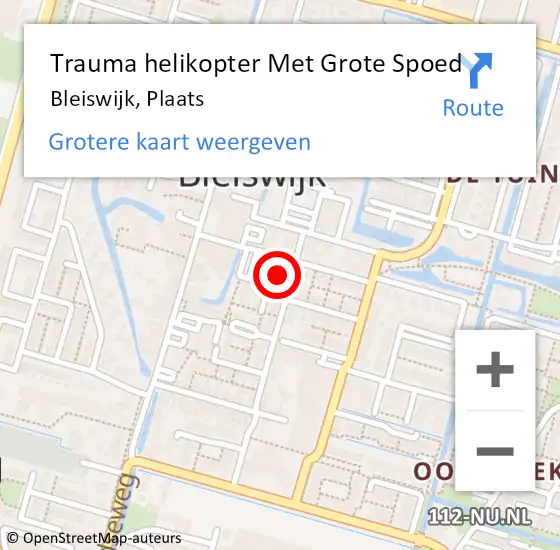 Locatie op kaart van de 112 melding: Trauma helikopter Met Grote Spoed Naar Bleiswijk, Plaats op 31 januari 2022 20:19