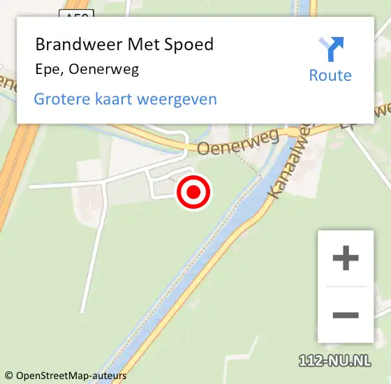 Locatie op kaart van de 112 melding: Brandweer Met Spoed Naar Epe, Oenerweg op 31 januari 2022 20:45