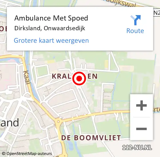 Locatie op kaart van de 112 melding: Ambulance Met Spoed Naar Dirksland, Onwaardsedijk op 31 januari 2022 20:48