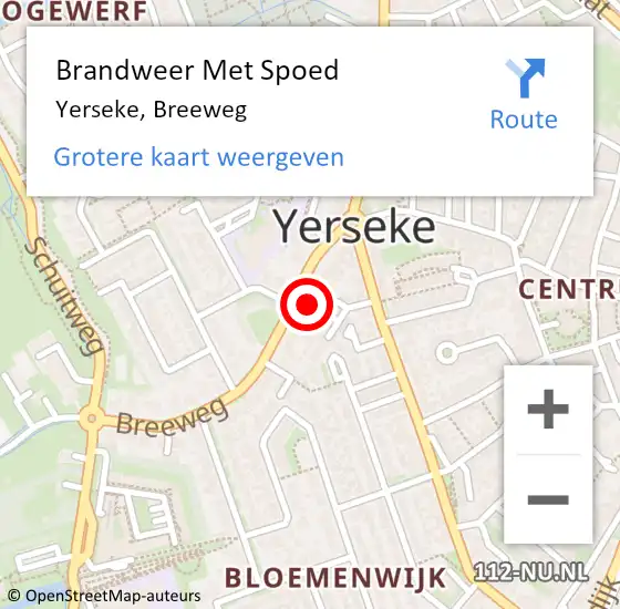 Locatie op kaart van de 112 melding: Brandweer Met Spoed Naar Yerseke, Breeweg op 31 januari 2022 20:59