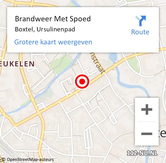 Locatie op kaart van de 112 melding: Brandweer Met Spoed Naar Boxtel, Ursulinenpad op 31 januari 2022 21:15