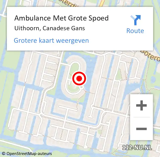 Locatie op kaart van de 112 melding: Ambulance Met Grote Spoed Naar Uithoorn, Canadese Gans op 31 januari 2022 21:45