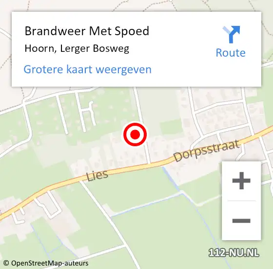 Locatie op kaart van de 112 melding: Brandweer Met Spoed Naar Hoorn, Lerger Bosweg op 31 januari 2022 21:51