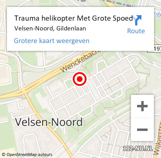 Locatie op kaart van de 112 melding: Trauma helikopter Met Grote Spoed Naar Velsen-Noord, Gildenlaan op 31 januari 2022 21:53