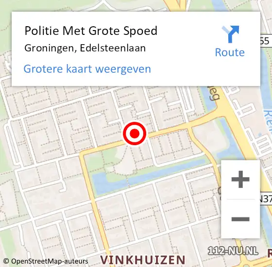 Locatie op kaart van de 112 melding: Politie Met Grote Spoed Naar Groningen, Edelsteenlaan op 31 januari 2022 22:08