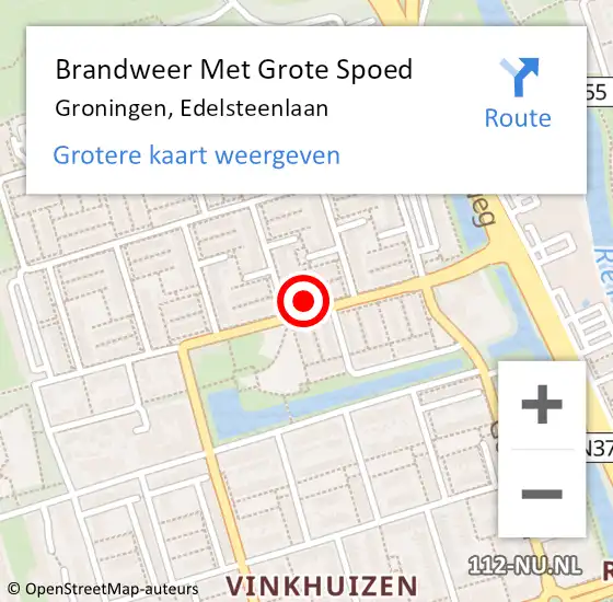 Locatie op kaart van de 112 melding: Brandweer Met Grote Spoed Naar Groningen, Edelsteenlaan op 31 januari 2022 22:12