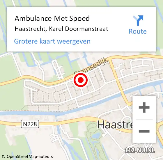 Locatie op kaart van de 112 melding: Ambulance Met Spoed Naar Haastrecht, Karel Doormanstraat op 31 januari 2022 22:19