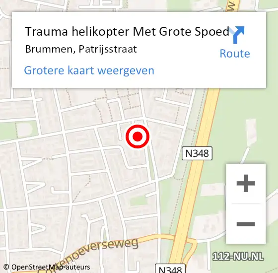 Locatie op kaart van de 112 melding: Trauma helikopter Met Grote Spoed Naar Brummen, Patrijsstraat op 31 januari 2022 22:43