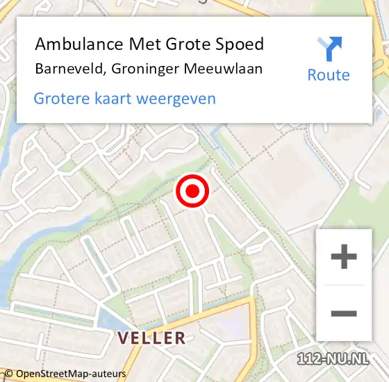 Locatie op kaart van de 112 melding: Ambulance Met Grote Spoed Naar Barneveld, Groninger Meeuwlaan op 31 januari 2022 22:51