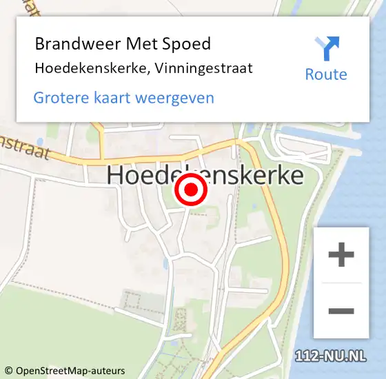 Locatie op kaart van de 112 melding: Brandweer Met Spoed Naar Hoedekenskerke, Vinningestraat op 31 januari 2022 22:54