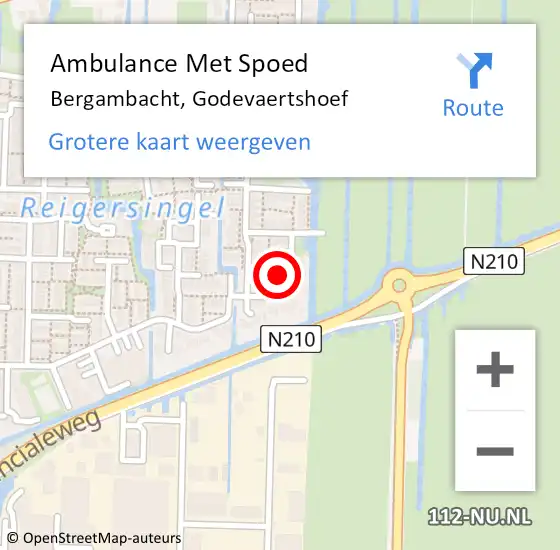 Locatie op kaart van de 112 melding: Ambulance Met Spoed Naar Bergambacht, Godevaertshoef op 31 januari 2022 23:23