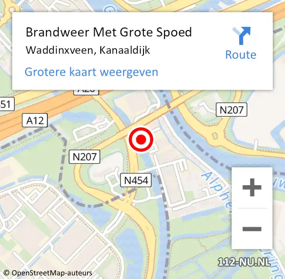 Locatie op kaart van de 112 melding: Brandweer Met Grote Spoed Naar Waddinxveen, Kanaaldijk op 31 januari 2022 23:31