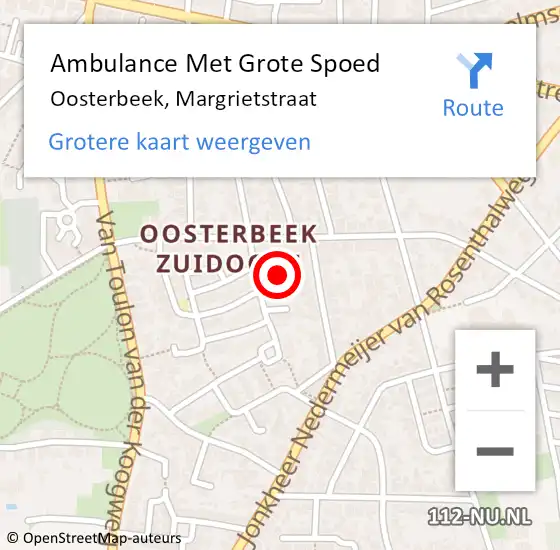 Locatie op kaart van de 112 melding: Ambulance Met Grote Spoed Naar Oosterbeek, Margrietstraat op 31 januari 2022 23:32