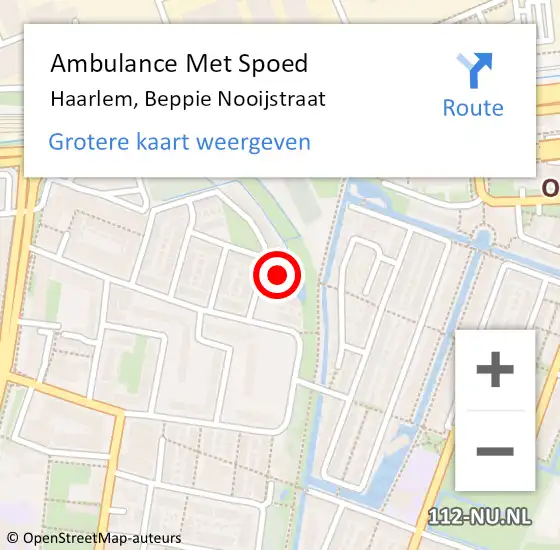 Locatie op kaart van de 112 melding: Ambulance Met Spoed Naar Haarlem, Beppie Nooijstraat op 31 januari 2022 23:56