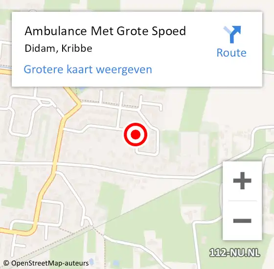 Locatie op kaart van de 112 melding: Ambulance Met Grote Spoed Naar Didam, Kribbe op 1 februari 2022 00:39