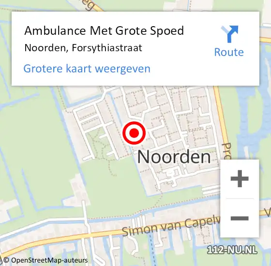Locatie op kaart van de 112 melding: Ambulance Met Grote Spoed Naar Noorden, Forsythiastraat op 1 februari 2022 00:48