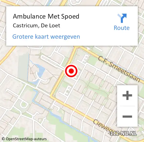 Locatie op kaart van de 112 melding: Ambulance Met Spoed Naar Castricum, De Loet op 1 februari 2022 00:51