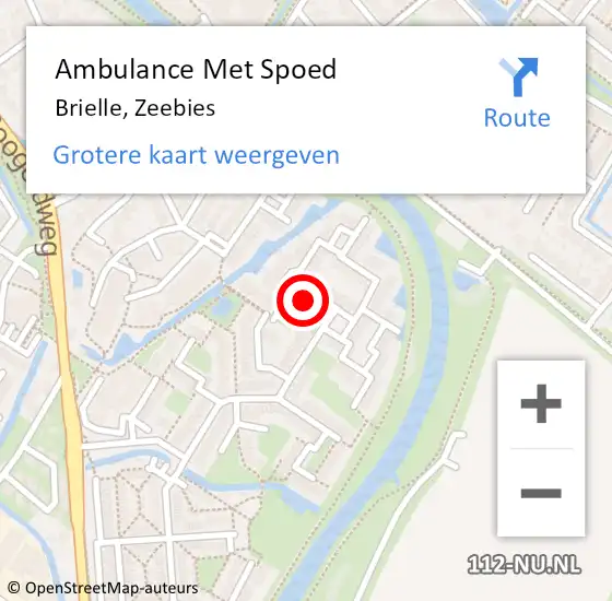 Locatie op kaart van de 112 melding: Ambulance Met Spoed Naar Brielle, Zeebies op 1 februari 2022 00:53