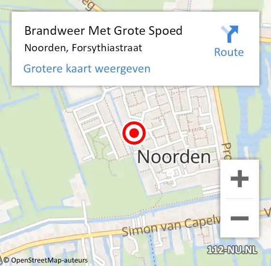 Locatie op kaart van de 112 melding: Brandweer Met Grote Spoed Naar Noorden, Forsythiastraat op 1 februari 2022 01:03