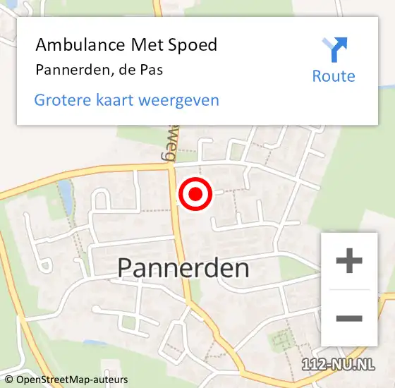 Locatie op kaart van de 112 melding: Ambulance Met Spoed Naar Pannerden, de Pas op 1 februari 2022 01:47