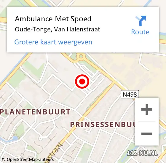 Locatie op kaart van de 112 melding: Ambulance Met Spoed Naar Oude-Tonge, Van Halenstraat op 1 februari 2022 02:08