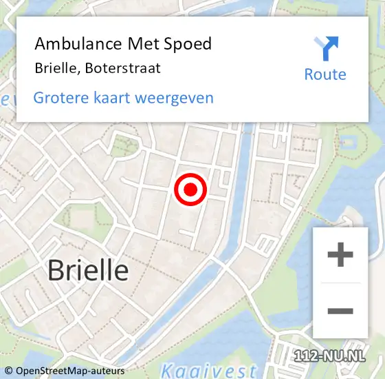 Locatie op kaart van de 112 melding: Ambulance Met Spoed Naar Brielle, Boterstraat op 1 februari 2022 02:19