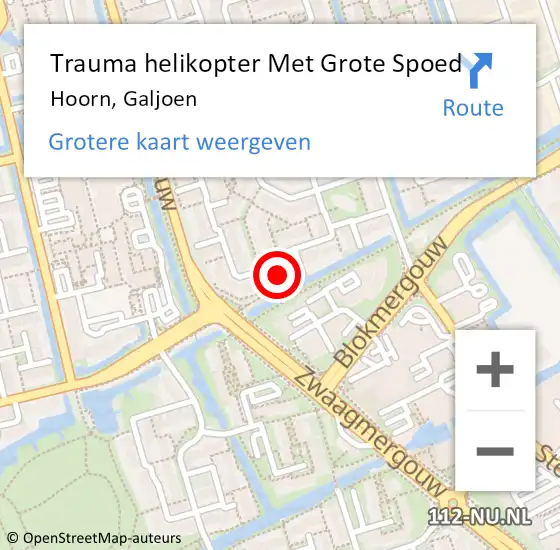 Locatie op kaart van de 112 melding: Trauma helikopter Met Grote Spoed Naar Hoorn, Galjoen op 1 februari 2022 02:37