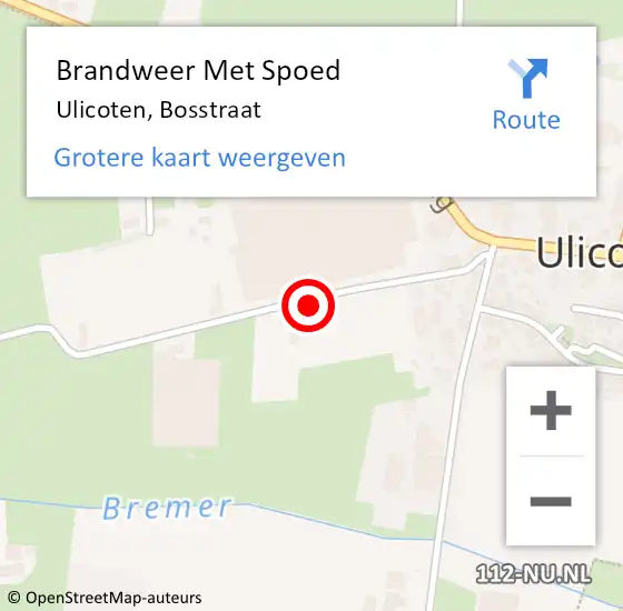 Locatie op kaart van de 112 melding: Brandweer Met Spoed Naar Ulicoten, Bosstraat op 1 februari 2022 02:55