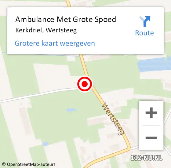 Locatie op kaart van de 112 melding: Ambulance Met Grote Spoed Naar Kerkdriel, Wertsteeg op 1 februari 2022 03:08