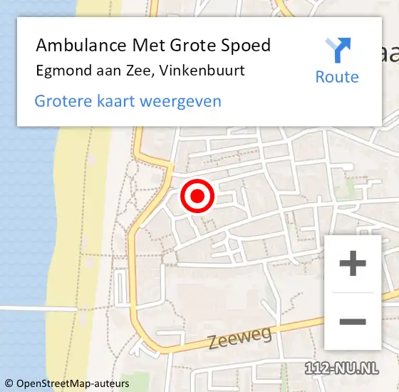 Locatie op kaart van de 112 melding: Ambulance Met Grote Spoed Naar Egmond aan Zee, Vinkenbuurt op 1 februari 2022 03:28