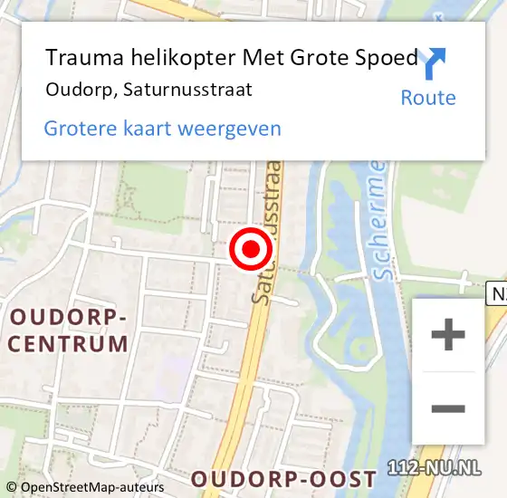 Locatie op kaart van de 112 melding: Trauma helikopter Met Grote Spoed Naar Oudorp, Saturnusstraat op 1 februari 2022 03:54