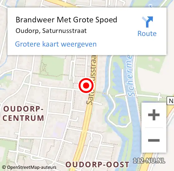 Locatie op kaart van de 112 melding: Brandweer Met Grote Spoed Naar Oudorp, Saturnusstraat op 1 februari 2022 03:57