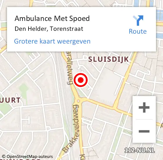 Locatie op kaart van de 112 melding: Ambulance Met Spoed Naar Den Helder, Torenstraat op 1 februari 2022 04:31